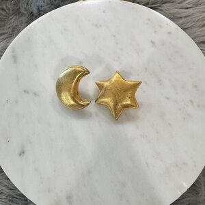 Gold Moon and Star Earrings
